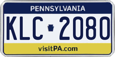 PA license plate KLC2080