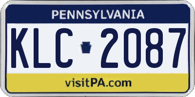 PA license plate KLC2087