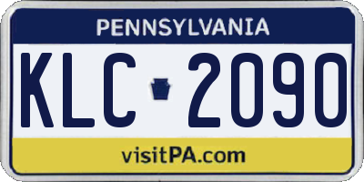 PA license plate KLC2090
