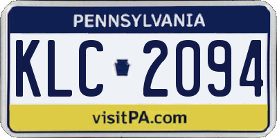 PA license plate KLC2094