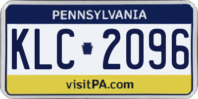 PA license plate KLC2096
