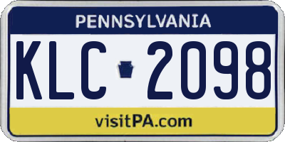 PA license plate KLC2098