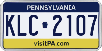 PA license plate KLC2107