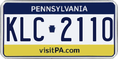 PA license plate KLC2110