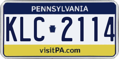 PA license plate KLC2114