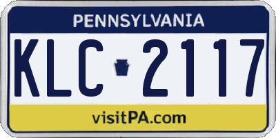 PA license plate KLC2117