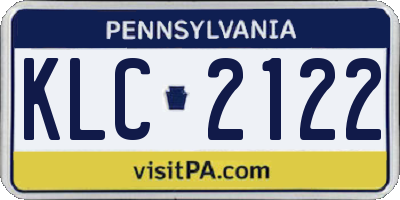 PA license plate KLC2122
