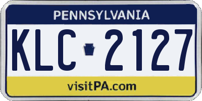 PA license plate KLC2127