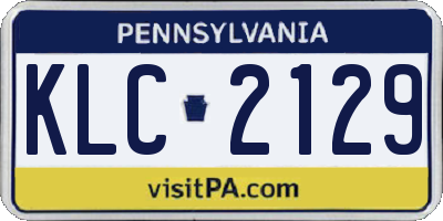 PA license plate KLC2129