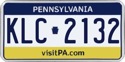 PA license plate KLC2132