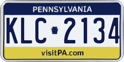 PA license plate KLC2134
