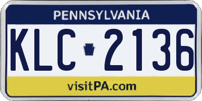 PA license plate KLC2136