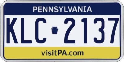 PA license plate KLC2137