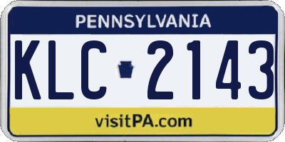 PA license plate KLC2143