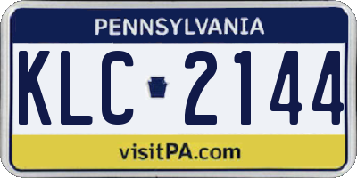 PA license plate KLC2144