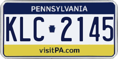 PA license plate KLC2145