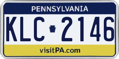 PA license plate KLC2146