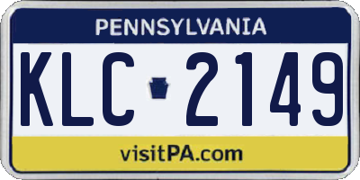 PA license plate KLC2149