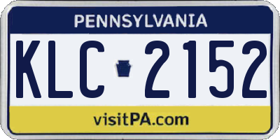 PA license plate KLC2152