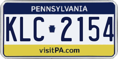 PA license plate KLC2154