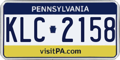 PA license plate KLC2158