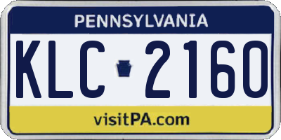 PA license plate KLC2160
