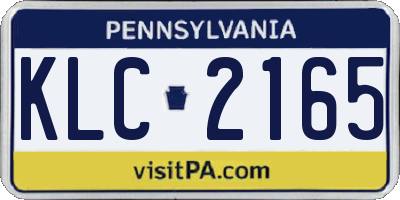 PA license plate KLC2165