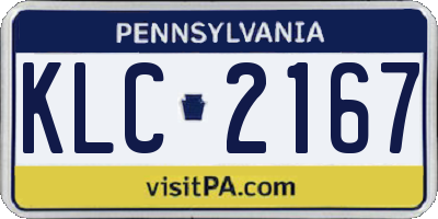 PA license plate KLC2167