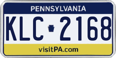 PA license plate KLC2168