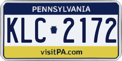 PA license plate KLC2172