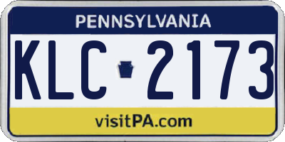 PA license plate KLC2173