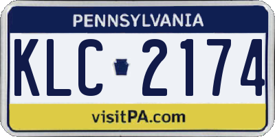 PA license plate KLC2174