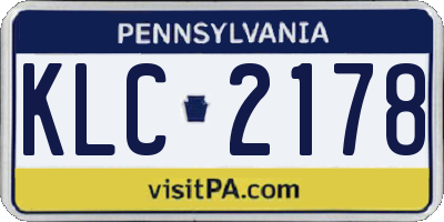 PA license plate KLC2178