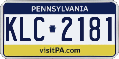 PA license plate KLC2181
