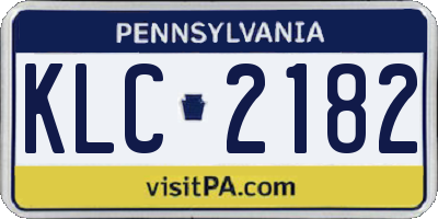 PA license plate KLC2182