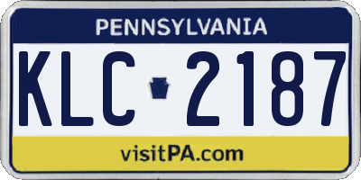 PA license plate KLC2187
