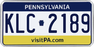 PA license plate KLC2189