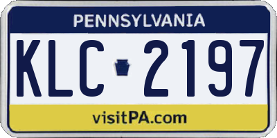 PA license plate KLC2197