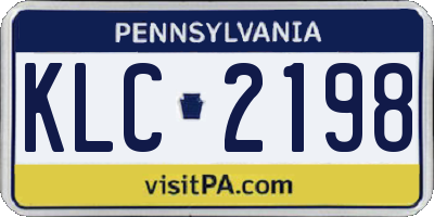 PA license plate KLC2198