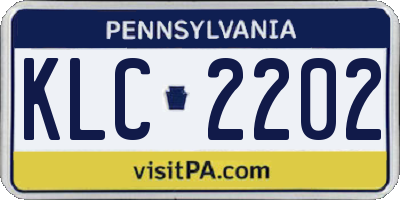 PA license plate KLC2202