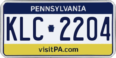 PA license plate KLC2204