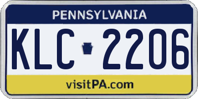 PA license plate KLC2206