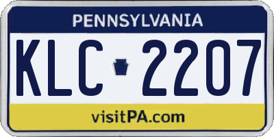 PA license plate KLC2207