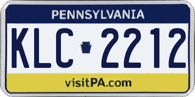 PA license plate KLC2212