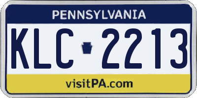 PA license plate KLC2213
