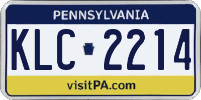 PA license plate KLC2214