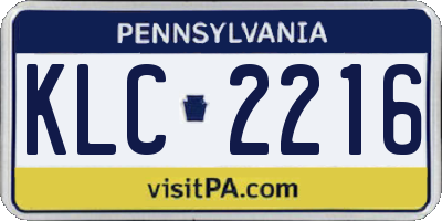 PA license plate KLC2216