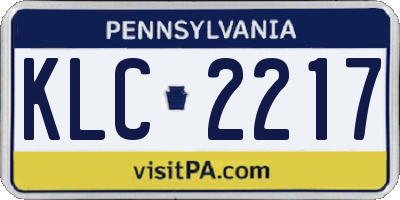PA license plate KLC2217