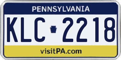 PA license plate KLC2218