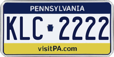 PA license plate KLC2222
